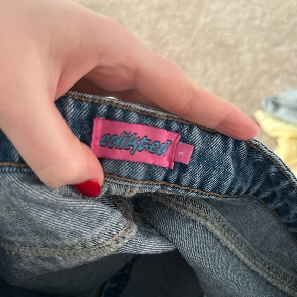 Distressed Denim Mini Skirt - Picture 3 of 3